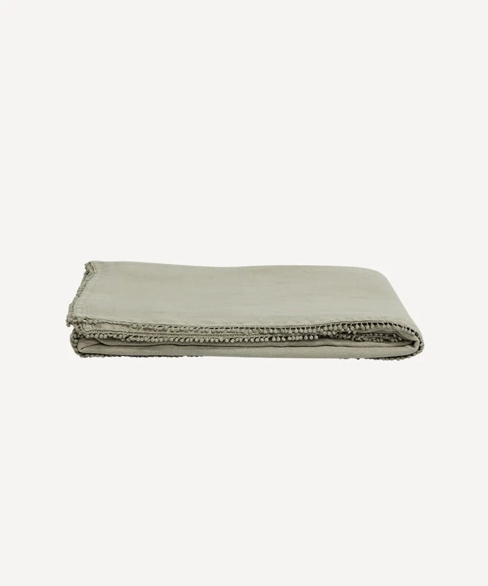 French Country Collections 100% Linen Bauble Tablecoth - Taupe