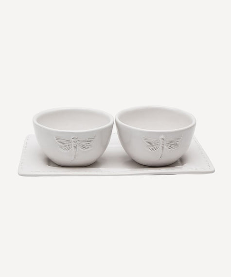 Dragonfly White Condiment Set