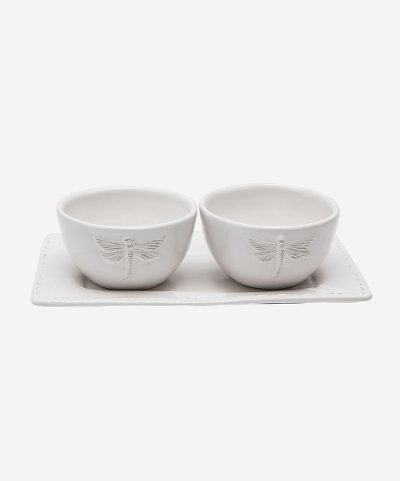 Dragonfly White Condiment Set
