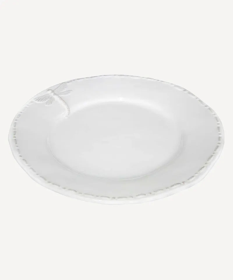 Dragonfly Stoneware White Dinner Plate - French Country Collection