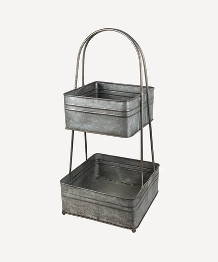 2 Tier Square Metal Basket by French Country