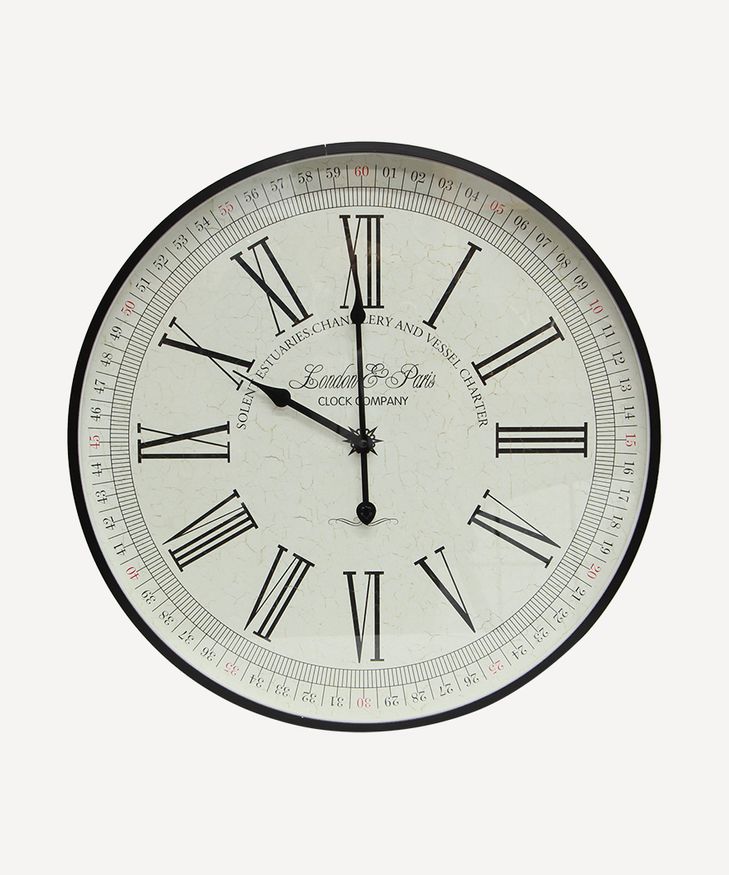 Noir Compass wall clock by French Country Collections