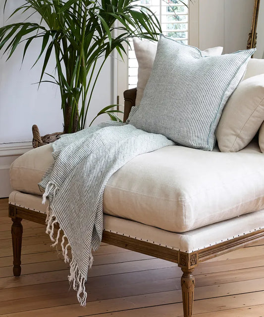 Bayside Pinstripe Throw - Blue-Green