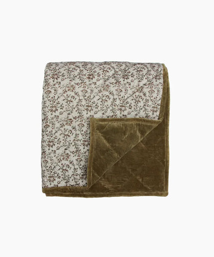 Lilibeth Handblock Velvet Quilt - Small Olive