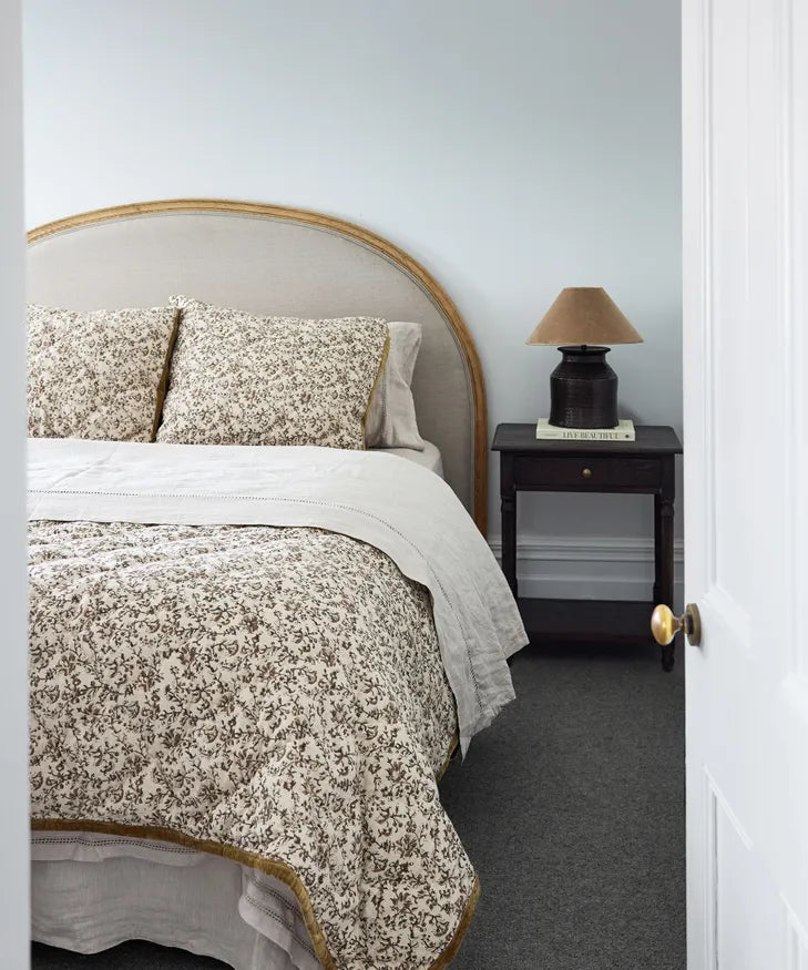 Lilibeth Handblock Velvet Quilt - Small Olive