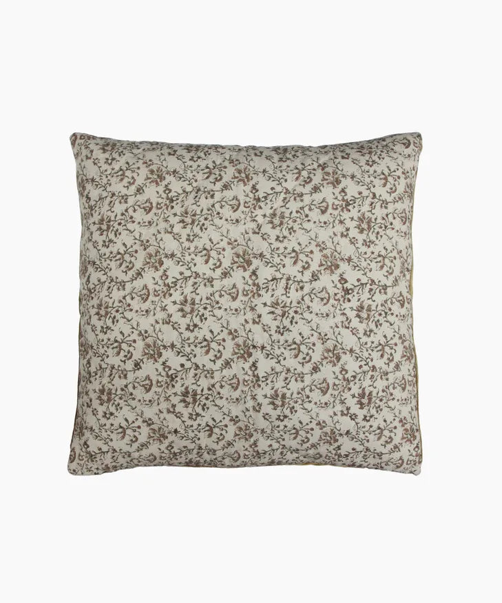 Lilibeth Handblock Velvet Euro Cushion Cover Pair - Olive