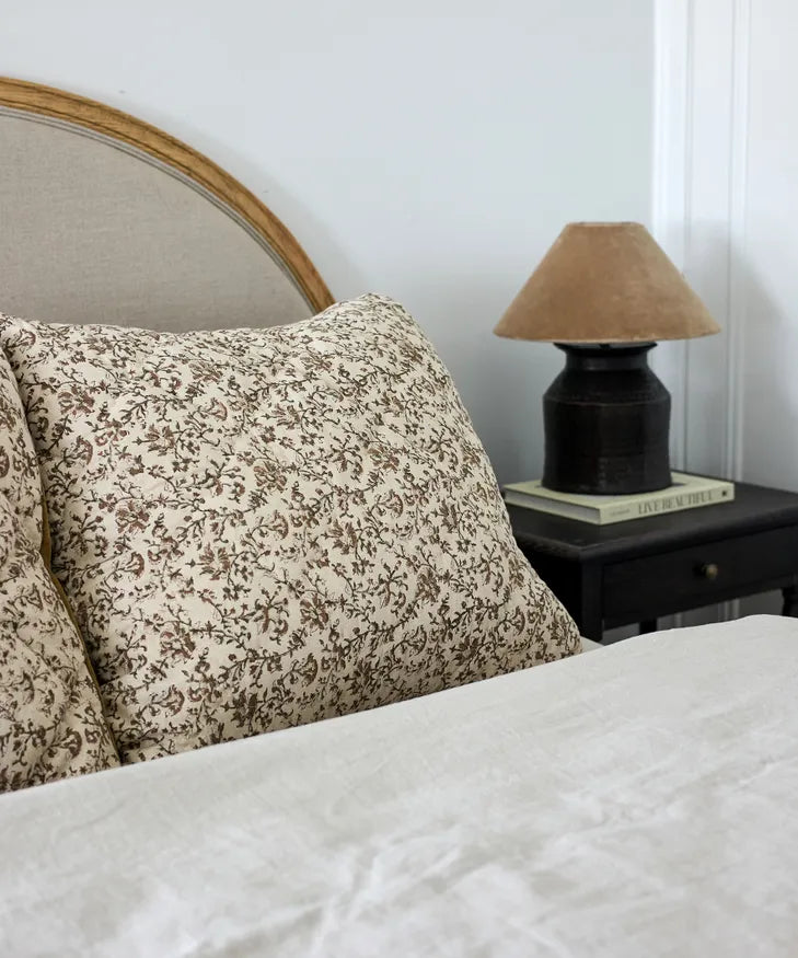 Lilibeth Handblock Velvet Euro Cushion Cover Pair - Olive