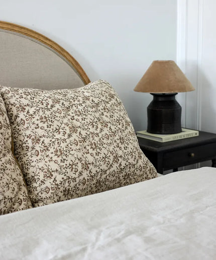 Lilibeth Handblock Velvet Euro Cushion Cover Pair - Olive