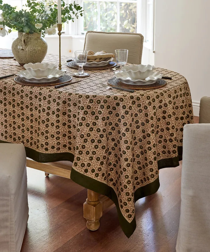 Odette Handblock Cotton Tablecloth Small