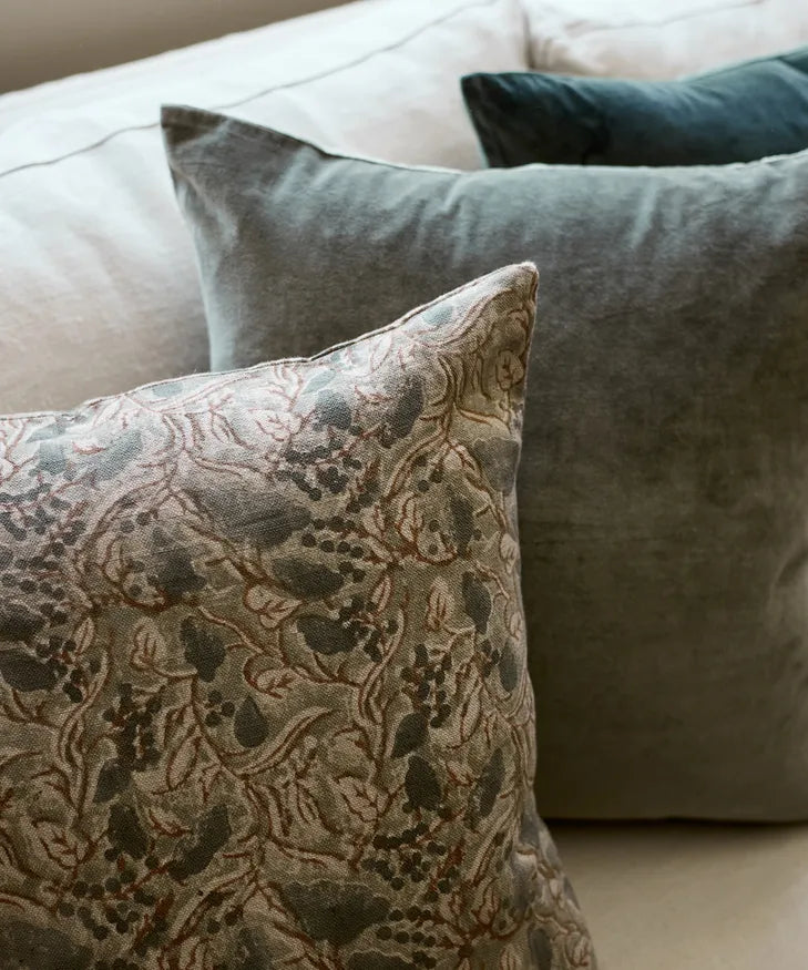 Amira Floral Handblock Cushion Cover