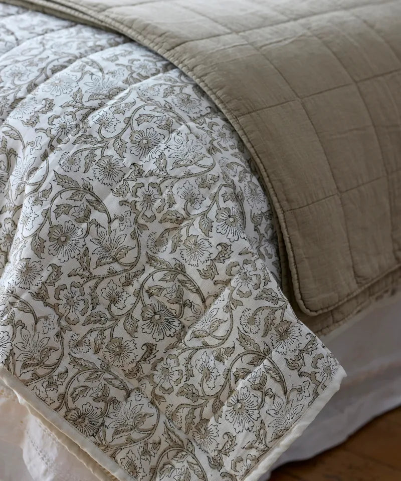 Freya Quilt and Euro Pillow Cases Set by French Country Collections - Small Taupe