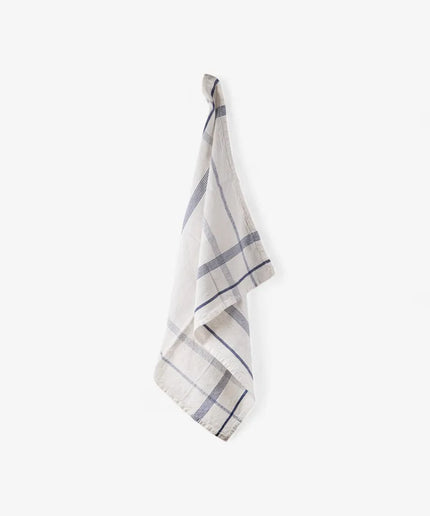 Plaid Cotton Linen Marine Blue Teatowel - French Country Collections