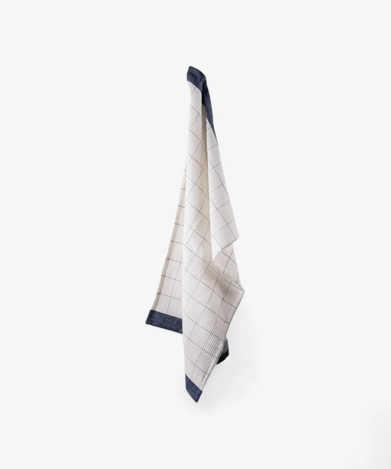Waffle Cotton Marine Blue Teatowel - French Country Collections