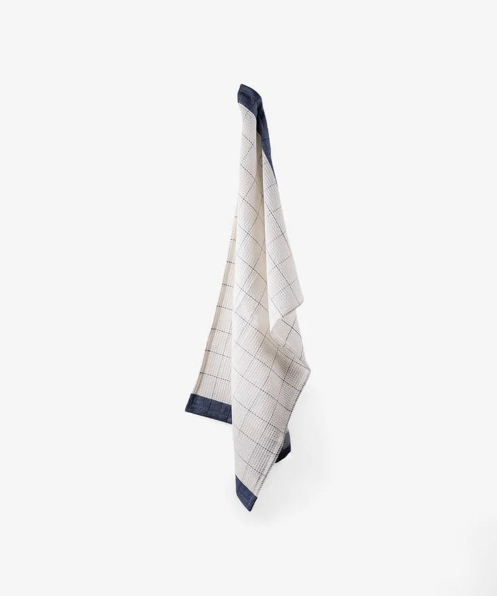 Waffle Cotton Marine Blue Teatowel - French Country Collections