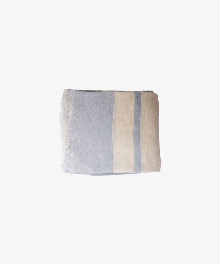 Striped Linen Tablecloth Blue