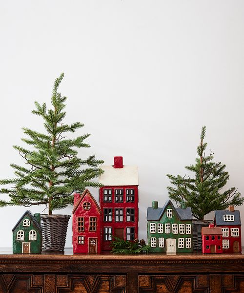 Pine Tree with Rattan Basket