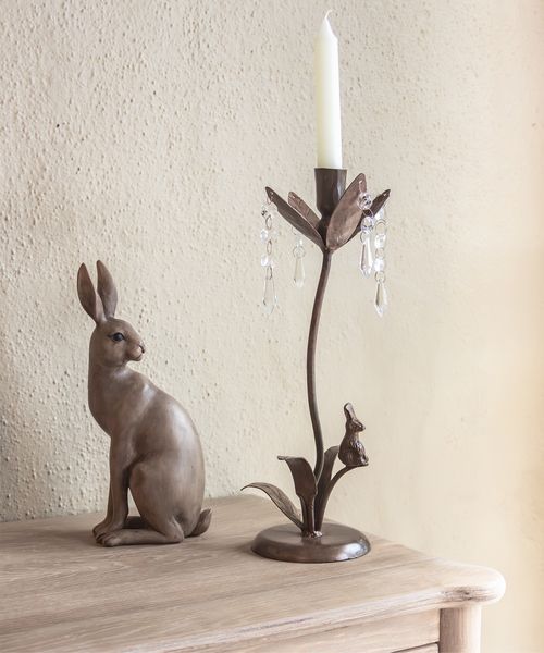 Rabbit and Crystal Candle Holder-2 Sizes Available