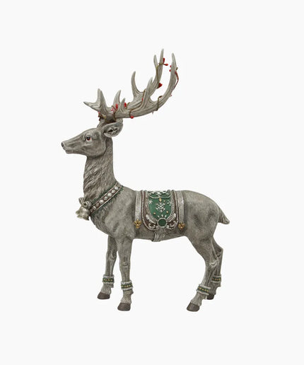 Grey Deer with Bells & Saddle - French Country Collections
