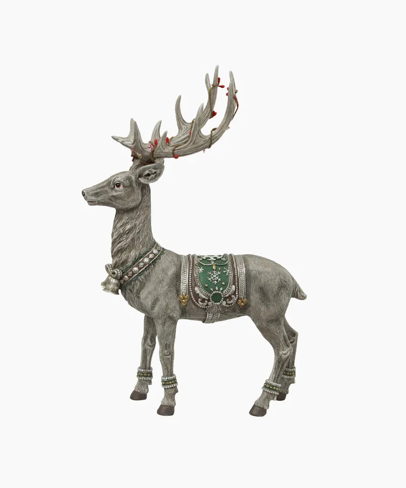 Grey Deer with Bells & Saddle - French Country Collections