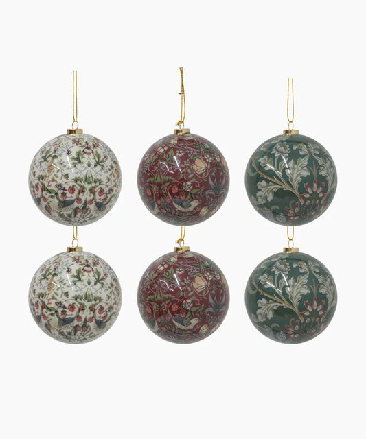 Vintage Pattern Hanging Balls Mixed Colours (6PC) by French Country Collections