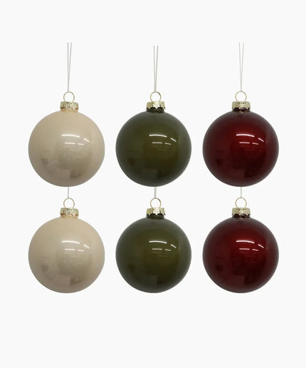Christmas Baubles Mixed Box of 6 - French Country Collections