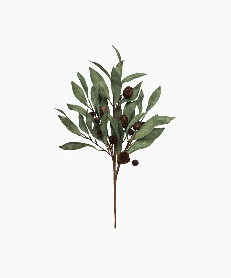 Eucalyptus & Brown Berry Wood Branch - French Country Collections