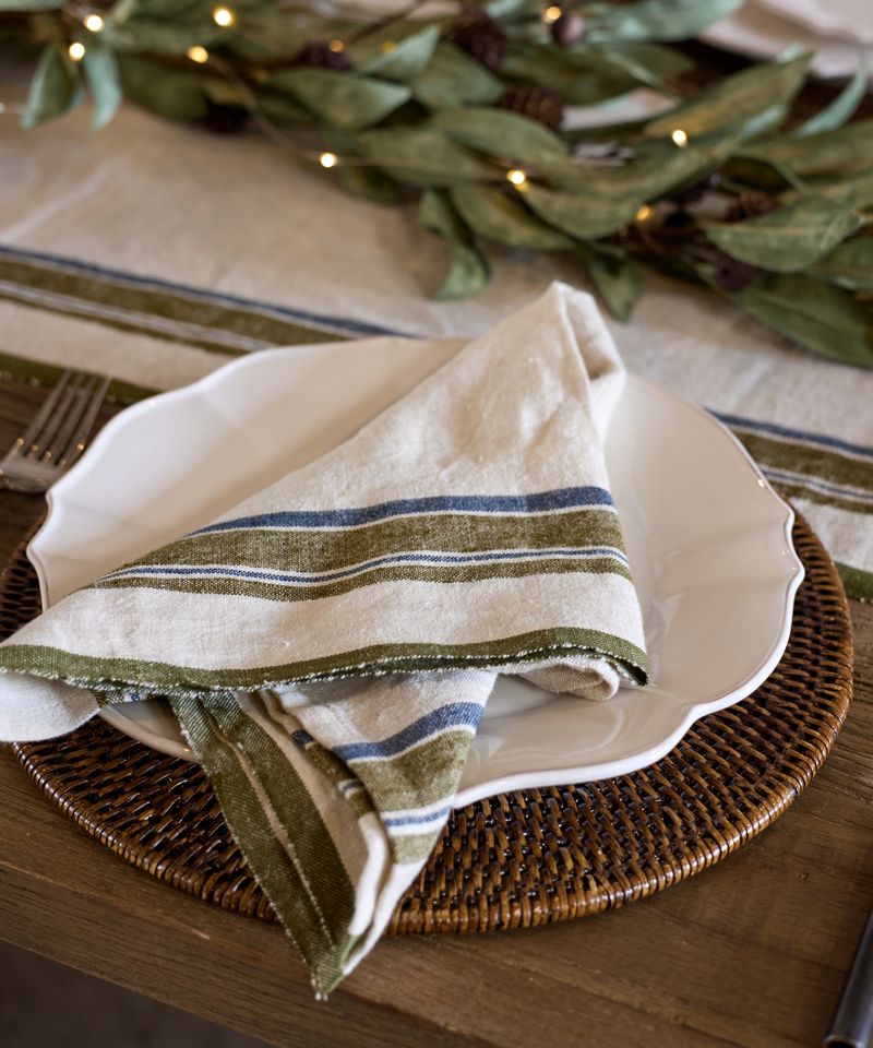 Coloured Selvedge Stripe Linen Napkins (set of4)