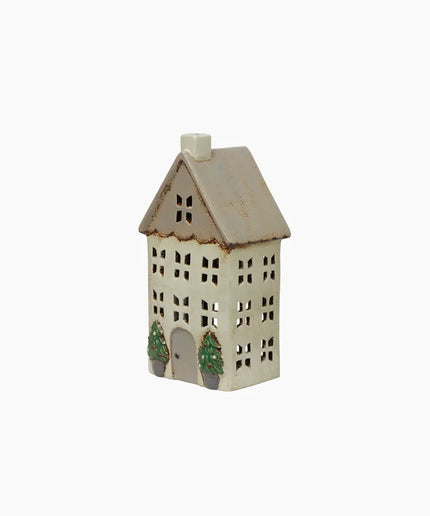 Christmas Tea Light House Stone with Pots Medium by French Country Collections
