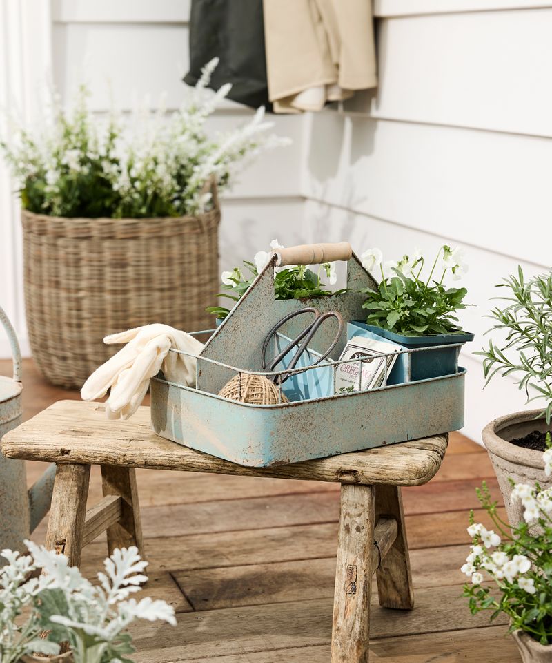 Garden Tool Crate -Antique Blue