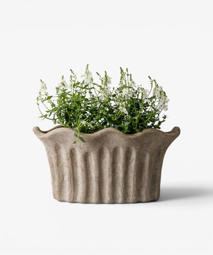 Terra Fluted Oval Planter Large in sand terracotta by French Country Collections - Villarosa Maison NZ
