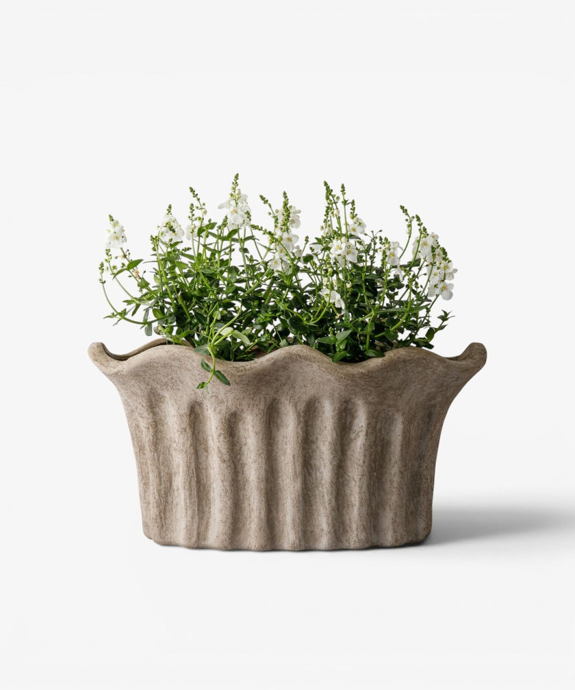 Terra Fluted Oval Planter Large in sand terracotta by French Country Collections - Villarosa Maison NZ