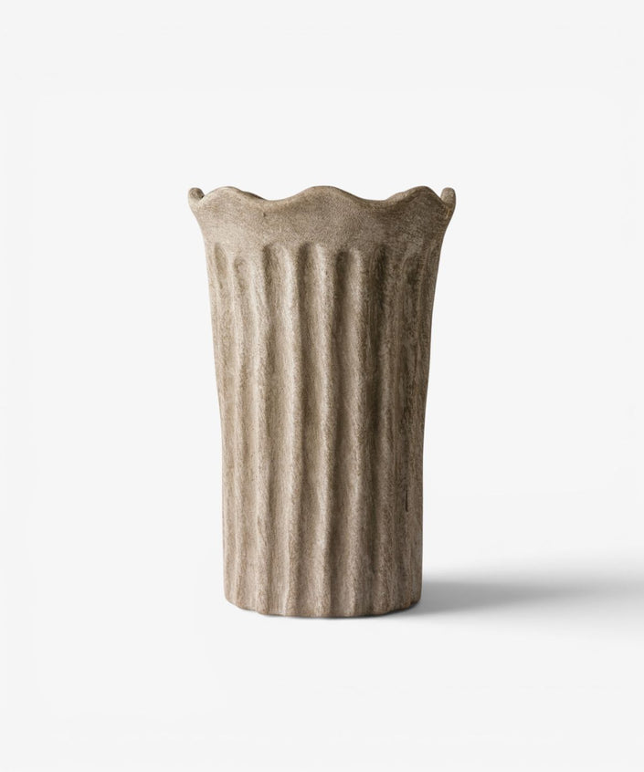 Terra Fluted Vase in sand terracotta by French Country Collections - Villarosa Maison NZ