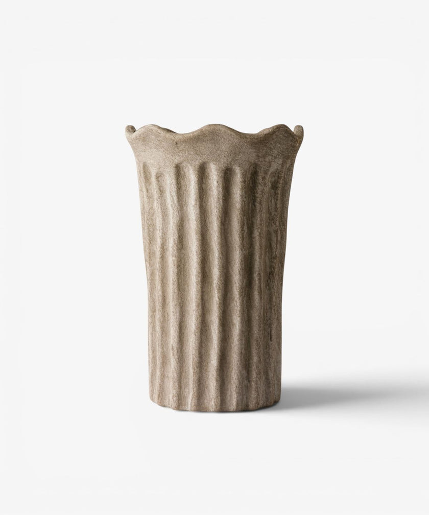 Terra Fluted Vase in sand terracotta by French Country Collections - Villarosa Maison NZ