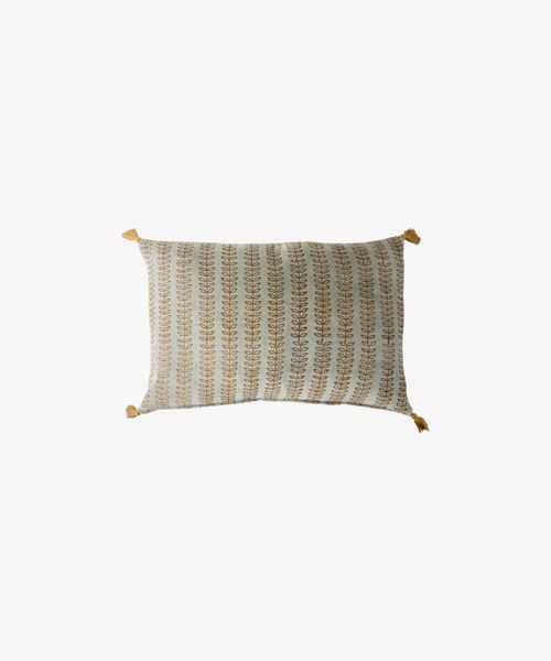 Leaf Handblock Velvet Cushion Cover
