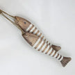 Wooden Striped Fish Set of 2 - Natural & White