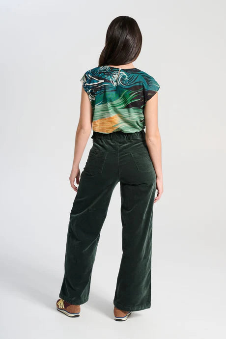 Peggy Paris Long Pants Forest Green Velvet - Olga de Polga