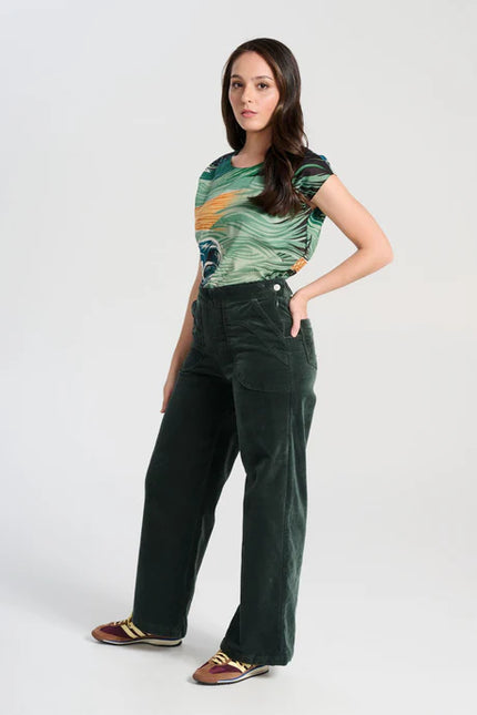 Peggy Paris Long Pants Forest Green Velvet - Olga de Polga