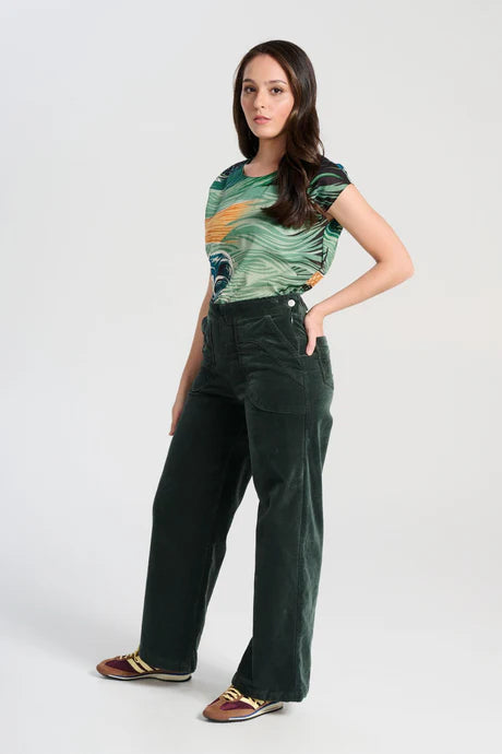 Peggy Paris Long Pants Forest Green Velvet - Olga de Polga