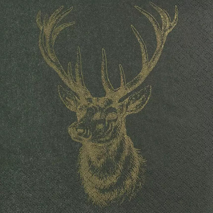 Classic Deer Gold & Green Lunchen Napkins Pack of 20