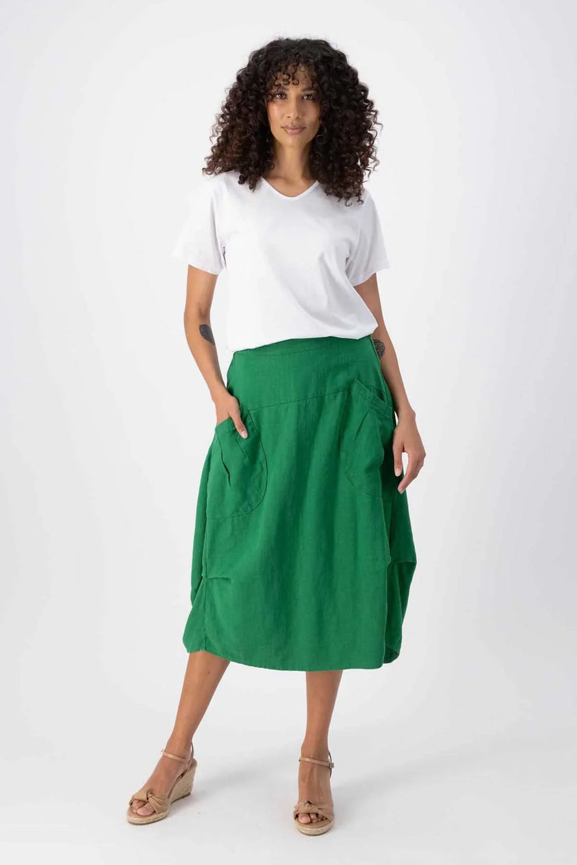 green-milwaukee-fiesta-skirt-front-view-on-model