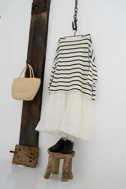 Emi Wool Jumper - Cream with Navy Stripe