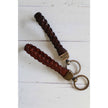 Plated Leather Keyring - Tan with Brass