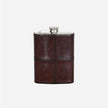 Leather Hip Flask in Dark Brown with Nickle Details