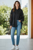Mantilla Black Cotton Shirt with Lace Inserts