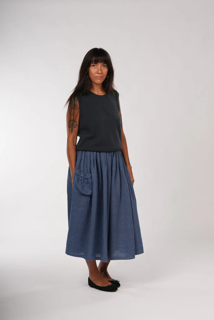 NZ Lambswool Oversized Gigi Vest - Indigo - S/M