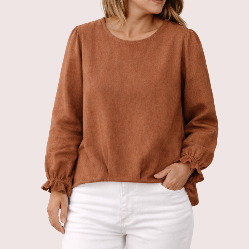 Musk Linen Pleated Top-Carter