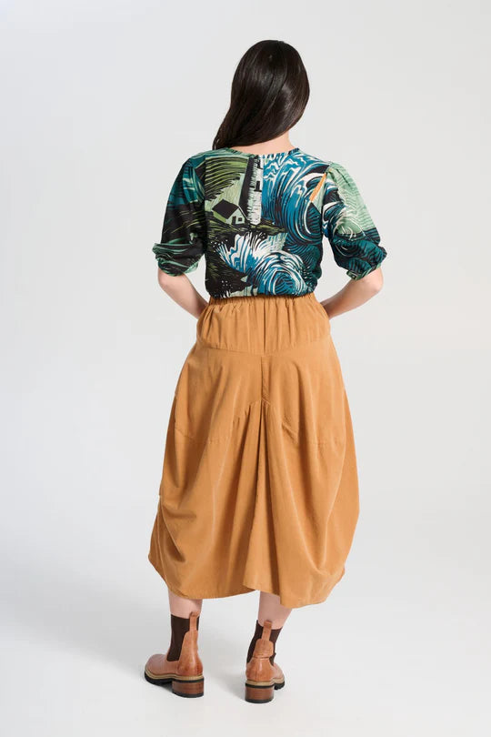 Milwaukee Marlowe Mustard Skirt in Fine Cord- Olga De Polga