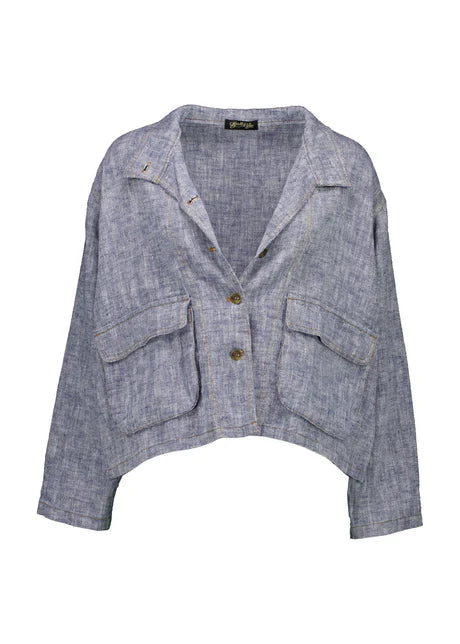 Billie Jacket Navy in Linen by Olga de Polga