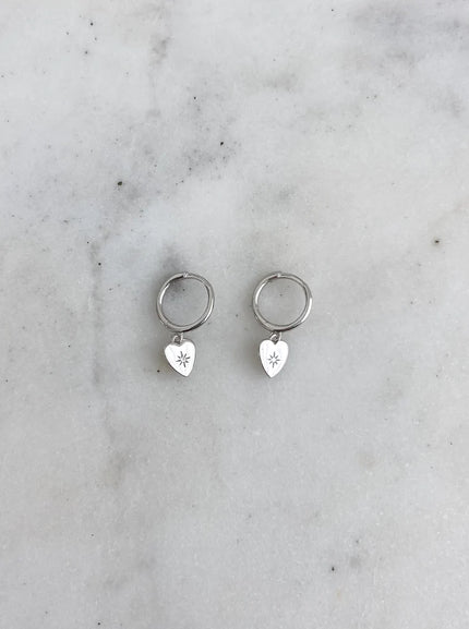 Ruby Tuesday Silver Heart Hoops