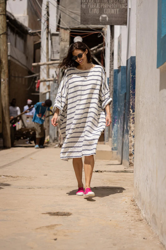 Newport Dress Linen - One Size Nautical Stripe by MegbyDesign